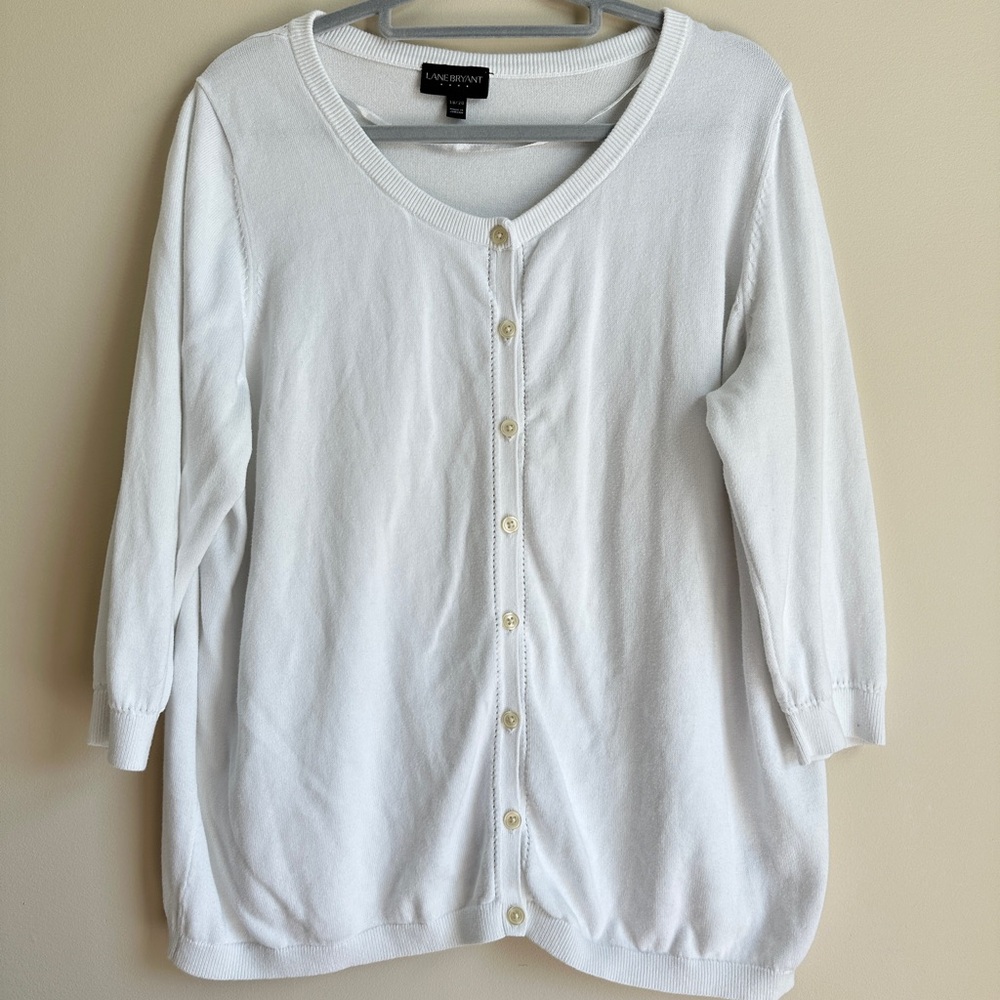 Lane Bryant White Button Down Cardigan